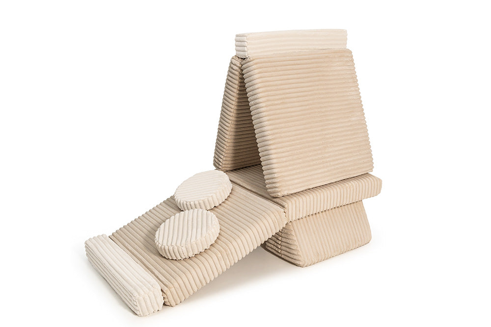 Modulaire speelsofa beige corduroy waffle