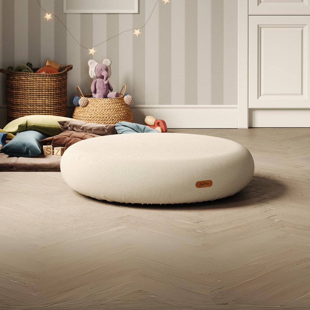 Jupiduu Jump Spot beige – stijlvolle indoor trampoline voor kinderen