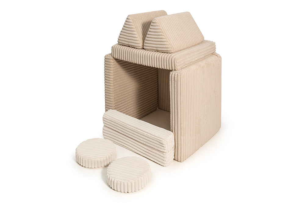 Beige corduroy waffle speelbank modulair