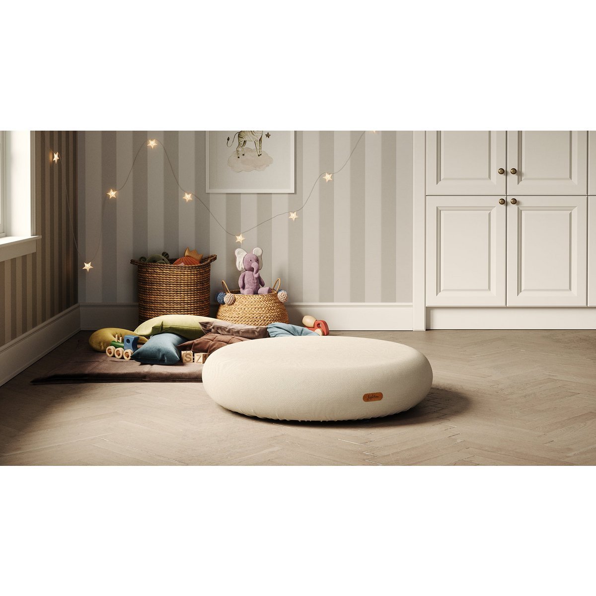 Beige Jupiduu Jump Spot springkussen – veilig speelplezier binnenshuis